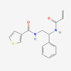 molecular formula C16H16N2O2S B2655918 N-[2-Phenyl-2-(prop-2-enoylamino)ethyl]thiophene-3-carboxamide CAS No. 2178338-83-3