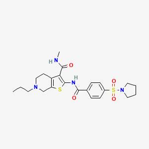molecular formula C23H30N4O4S2 B2655933 N-methyl-6-propyl-2-(4-(pyrrolidin-1-ylsulfonyl)benzamido)-4,5,6,7-tetrahydrothieno[2,3-c]pyridine-3-carboxamide CAS No. 533905-58-7