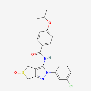 molecular formula C21H20ClN3O3S B2655934 N-(2-(3-chlorophenyl)-5-oxido-4,6-dihydro-2H-thieno[3,4-c]pyrazol-3-yl)-4-isopropoxybenzamide CAS No. 958703-81-6