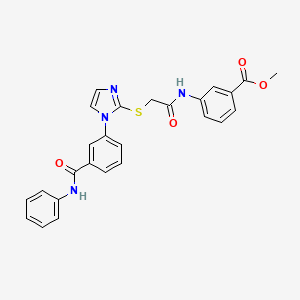 molecular formula C26H22N4O4S B2655962 methyl 3-[2-({1-[3-(phenylcarbamoyl)phenyl]-1H-imidazol-2-yl}sulfanyl)acetamido]benzoate CAS No. 1115565-43-9