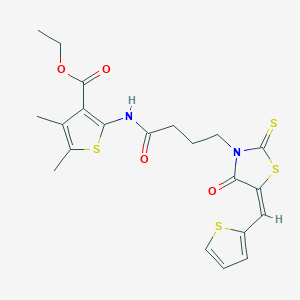 (E)-ethyl 4,5-dimethyl-2-(4-(4-oxo-5-(thiophen-2-ylmethylene)-2-thioxothiazolidin-3-yl)butanamido)thiophene-3-carboxylate