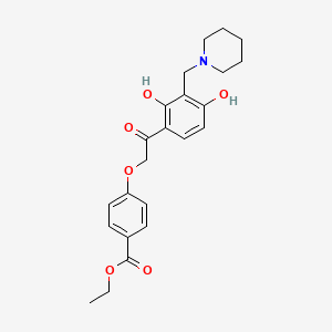 molecular formula C23H27NO6 B2655982 ethyl 4-(2-{2,4-dihydroxy-3-[(piperidin-1-yl)methyl]phenyl}-2-oxoethoxy)benzoate CAS No. 1021205-96-8