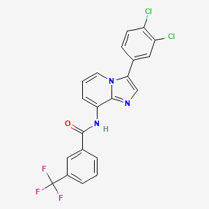 molecular formula C21H12Cl2F3N3O B2655987 N-[3-(3,4-dichlorophenyl)imidazo[1,2-a]pyridin-8-yl]-3-(trifluoromethyl)benzamide CAS No. 338415-25-1