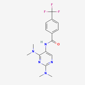 molecular formula C16H18F3N5O B2655991 N-[2,4-Bis(dimethylamino)pyrimidin-5-YL]-4-(trifluoromethyl)benzamide CAS No. 1448129-21-2