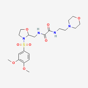 molecular formula C20H30N4O8S B2656039 N-{[3-(3,4-dimethoxybenzenesulfonyl)-1,3-oxazolidin-2-yl]methyl}-N'-[2-(morpholin-4-yl)ethyl]ethanediamide CAS No. 868983-12-4
