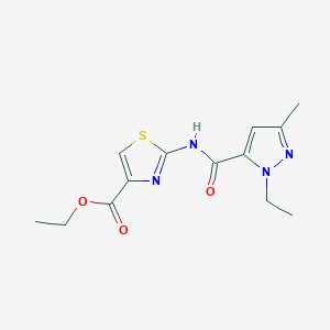 molecular formula C13H16N4O3S B2656045 ethyl 2-(1-ethyl-3-methyl-1H-pyrazole-5-amido)-1,3-thiazole-4-carboxylate CAS No. 1170113-44-6
