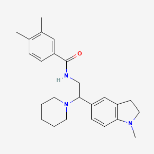 3,4-dimethyl-N-(2-(1-methylindolin-5-yl)-2-(piperidin-1-yl)ethyl)benzamide