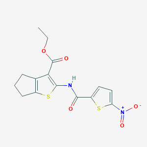 molecular formula C15H14N2O5S2 B2656108 ethyl 2-(5-nitrothiophene-2-amido)-4H,5H,6H-cyclopenta[b]thiophene-3-carboxylate CAS No. 391225-86-8