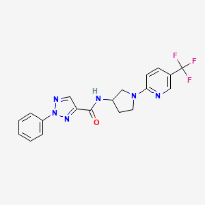 molecular formula C19H17F3N6O B2656120 2-phenyl-N-(1-(5-(trifluoromethyl)pyridin-2-yl)pyrrolidin-3-yl)-2H-1,2,3-triazole-4-carboxamide CAS No. 1796971-30-6
