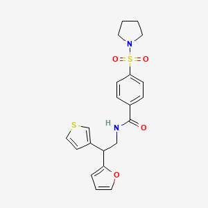 molecular formula C21H22N2O4S2 B2656133 N-[2-(furan-2-yl)-2-(thiophen-3-yl)ethyl]-4-(pyrrolidine-1-sulfonyl)benzamide CAS No. 2415472-22-7