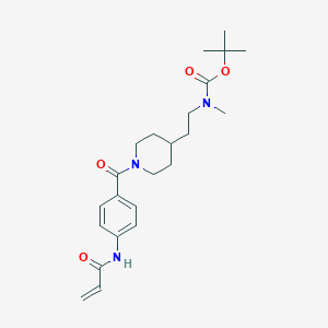 molecular formula C23H33N3O4 B2656135 Tert-butyl N-methyl-N-[2-[1-[4-(prop-2-enoylamino)benzoyl]piperidin-4-yl]ethyl]carbamate CAS No. 2361705-46-4