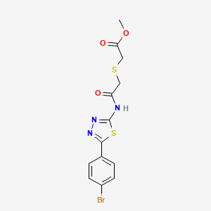 molecular formula C13H12BrN3O3S2 B2656191 Methyl 2-((2-((5-(4-bromophenyl)-1,3,4-thiadiazol-2-yl)amino)-2-oxoethyl)thio)acetate CAS No. 394230-04-7