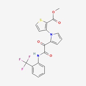 molecular formula C19H13F3N2O4S B2656195 methyl 3-(2-{2-oxo-2-[2-(trifluoromethyl)anilino]acetyl}-1H-pyrrol-1-yl)-2-thiophenecarboxylate CAS No. 477857-79-7