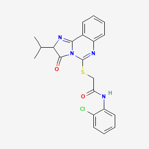 molecular formula C21H19ClN4O2S B2656201 N-(2-chlorophenyl)-2-((2-isopropyl-3-oxo-2,3-dihydroimidazo[1,2-c]quinazolin-5-yl)thio)acetamide CAS No. 1053080-11-7