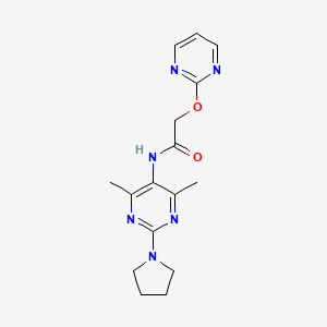 B2656203 N-(4,6-dimethyl-2-(pyrrolidin-1-yl)pyrimidin-5-yl)-2-(pyrimidin-2-yloxy)acetamide CAS No. 1797650-65-7