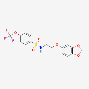molecular formula C16H14F3NO6S B2656208 N-(2-(benzo[d][1,3]dioxol-5-yloxy)ethyl)-4-(trifluoromethoxy)benzenesulfonamide CAS No. 1105204-80-5