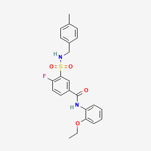 molecular formula C23H23FN2O4S B2656215 N-(2-ethoxyphenyl)-4-fluoro-3-{[(4-methylphenyl)methyl]sulfamoyl}benzamide CAS No. 451477-52-4