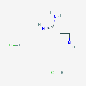 molecular formula C4H11Cl2N3 B2656229 Azetidine-3-carboximidamide;dihydrochloride CAS No. 2445785-17-9