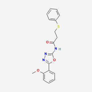 molecular formula C18H17N3O3S B2656230 N-[5-(2-methoxyphenyl)-1,3,4-oxadiazol-2-yl]-3-(phenylsulfanyl)propanamide CAS No. 865286-18-6