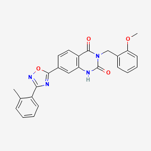 molecular formula C25H20N4O4 B2656253 3-(2-methoxybenzyl)-7-(3-(o-tolyl)-1,2,4-oxadiazol-5-yl)quinazoline-2,4(1H,3H)-dione CAS No. 1357851-41-2