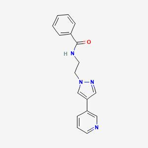 molecular formula C17H16N4O B2656282 N-{2-[4-(pyridin-3-yl)-1H-pyrazol-1-yl]ethyl}benzamide CAS No. 2097856-91-0