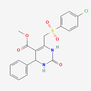 molecular formula C19H17ClN2O5S B2656293 methyl 6-[(4-chlorobenzenesulfonyl)methyl]-2-oxo-4-phenyl-1,2,3,4-tetrahydropyrimidine-5-carboxylate CAS No. 899970-98-0