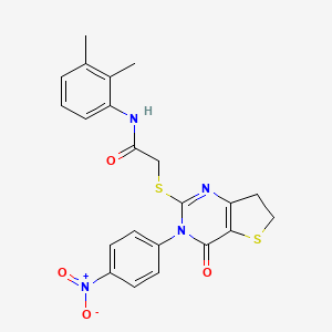 molecular formula C22H20N4O4S2 B2656323 N-(2,3-dimethylphenyl)-2-{[3-(4-nitrophenyl)-4-oxo-3H,4H,6H,7H-thieno[3,2-d]pyrimidin-2-yl]sulfanyl}acetamide CAS No. 687568-24-7