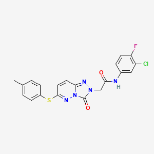 molecular formula C20H15ClFN5O2S B2656333 N-(3-chloro-4-fluorophenyl)-2-{6-[(4-methylphenyl)sulfanyl]-3-oxo-2H,3H-[1,2,4]triazolo[4,3-b]pyridazin-2-yl}acetamide CAS No. 1243099-57-1
