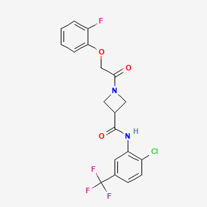 molecular formula C19H15ClF4N2O3 B2656351 N-[2-chloro-5-(trifluoromethyl)phenyl]-1-[2-(2-fluorophenoxy)acetyl]azetidine-3-carboxamide CAS No. 1396801-94-7