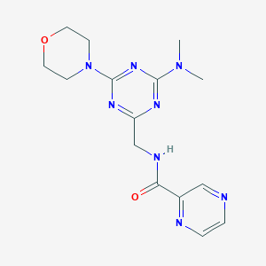 molecular formula C15H20N8O2 B2656376 N-((4-(dimethylamino)-6-morpholino-1,3,5-triazin-2-yl)methyl)pyrazine-2-carboxamide CAS No. 2034210-17-6