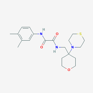 molecular formula C20H29N3O3S B2656381 N'-(3,4-dimethylphenyl)-N-{[4-(thiomorpholin-4-yl)oxan-4-yl]methyl}ethanediamide CAS No. 2415472-47-6