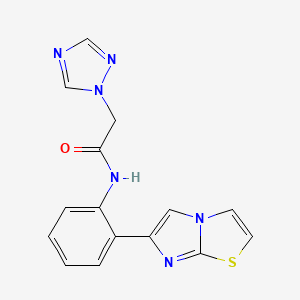 molecular formula C15H12N6OS B2656388 N-(2-(imidazo[2,1-b]thiazol-6-yl)phenyl)-2-(1H-1,2,4-triazol-1-yl)acetamide CAS No. 1798465-17-4