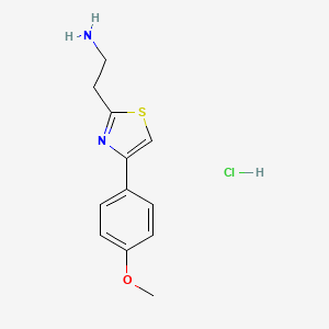 molecular formula C12H15ClN2OS B2656391 2-[4-(4-Methoxyphenyl)-1,3-thiazol-2-yl]ethan-1-amine hydrochloride CAS No. 1043503-40-7