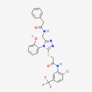 N-[[5-[2-[2-chloro-5-(trifluoromethyl)anilino]-2-oxoethyl]sulfanyl-4-(2-methoxyphenyl)-1,2,4-triazol-3-yl]methyl]-2-phenylacetamide