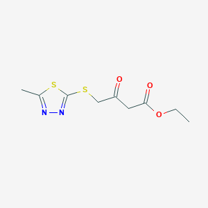 molecular formula C9H12N2O3S2 B2656444 Ethyl 4-[(5-methyl-1,3,4-thiadiazol-2-yl)thio]-3-oxobutanoate CAS No. 877052-29-4