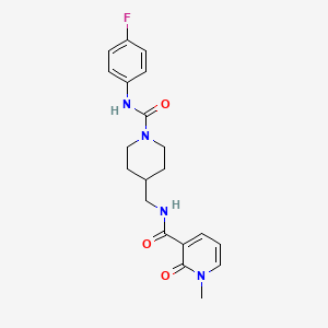 molecular formula C20H23FN4O3 B2656451 N-((1-((4-fluorophenyl)carbamoyl)piperidin-4-yl)methyl)-1-methyl-2-oxo-1,2-dihydropyridine-3-carboxamide CAS No. 1234896-12-8
