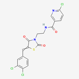 6-chloro-N-(2-{5-[(3,4-dichlorophenyl)methylidene]-2,4-dioxo-1,3-thiazolidin-3-yl}ethyl)pyridine-3-carboxamide