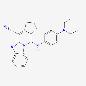 molecular formula C25H25N5 B2656493 11-((4-(diethylamino)phenyl)amino)-2,3-dihydro-1H-benzo[4,5]imidazo[1,2-a]cyclopenta[d]pyridine-4-carbonitrile CAS No. 307343-18-6