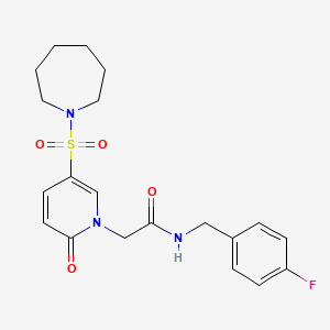 molecular formula C20H24FN3O4S B2656494 2-(5-(azepan-1-ylsulfonyl)-2-oxopyridin-1(2H)-yl)-N-(4-fluorobenzyl)acetamide CAS No. 1251710-80-1
