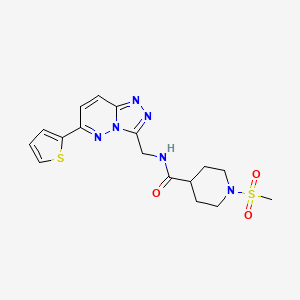 molecular formula C17H20N6O3S2 B2656500 1-(methylsulfonyl)-N-((6-(thiophen-2-yl)-[1,2,4]triazolo[4,3-b]pyridazin-3-yl)methyl)piperidine-4-carboxamide CAS No. 2034262-17-2