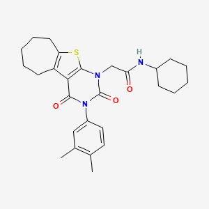 N-cyclohexyl-2-[3-(3,4-dimethylphenyl)-2,4-dioxo-3,4,6,7,8,9-hexahydro-2H-cyclohepta[4,5]thieno[2,3-d]pyrimidin-1(5H)-yl]acetamide