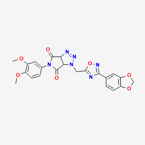 molecular formula C22H18N6O7 B2656515 1-((3-(benzo[d][1,3]dioxol-5-yl)-1,2,4-oxadiazol-5-yl)methyl)-5-(3,4-dimethoxyphenyl)-1,6a-dihydropyrrolo[3,4-d][1,2,3]triazole-4,6(3aH,5H)-dione CAS No. 1207035-80-0