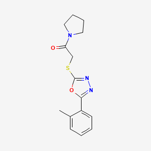 molecular formula C15H17N3O2S B2656518 1-(Pyrrolidin-1-yl)-2-((5-(o-tolyl)-1,3,4-oxadiazol-2-yl)thio)ethanone CAS No. 484694-96-4