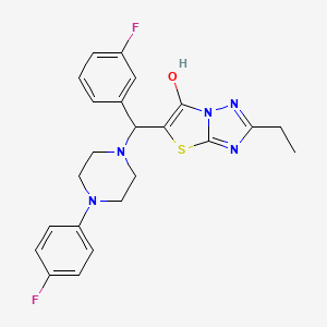 molecular formula C23H23F2N5OS B2656529 2-Ethyl-5-((3-fluorophenyl)(4-(4-fluorophenyl)piperazin-1-yl)methyl)thiazolo[3,2-b][1,2,4]triazol-6-ol CAS No. 898368-08-6