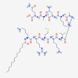 molecular formula C63H118N18O14S B2656541 myristoyl-Lys-Arg-Met-Lys-Val-Ala-Lys-Asn-Ala-Gln-OH CAS No. 1423381-07-0