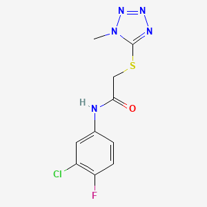 molecular formula C10H9ClFN5OS B2656548 N-(3-chloro-4-fluorophenyl)-2-[(1-methyl-1H-1,2,3,4-tetrazol-5-yl)sulfanyl]acetamide CAS No. 329078-73-1