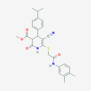 molecular formula C27H29N3O4S B265655 METHYL 5-CYANO-6-({[(3,4-DIMETHYLPHENYL)CARBAMOYL]METHYL}SULFANYL)-2-OXO-4-[4-(PROPAN-2-YL)PHENYL]-1,2,3,4-TETRAHYDROPYRIDINE-3-CARBOXYLATE 