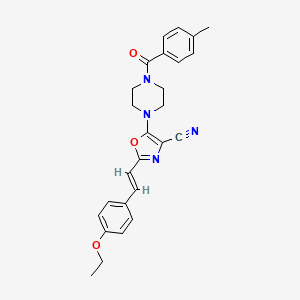 molecular formula C26H26N4O3 B2656570 (E)-2-(4-ethoxystyryl)-5-(4-(4-methylbenzoyl)piperazin-1-yl)oxazole-4-carbonitrile CAS No. 940992-23-4