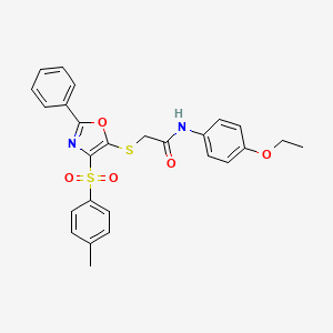 molecular formula C26H24N2O5S2 B2656613 N-(4-ETHOXYPHENYL)-2-{[4-(4-METHYLBENZENESULFONYL)-2-PHENYL-1,3-OXAZOL-5-YL]SULFANYL}ACETAMIDE CAS No. 686736-83-4