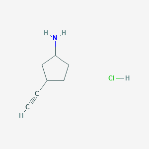 molecular formula C7H12ClN B2656621 3-Ethynylcyclopentan-1-amine hydrochloride CAS No. 2225146-73-4